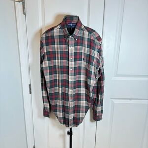 Ralph Lauren Plaid Button Down Shirt XL Red Green Pony Logo Classic Fit